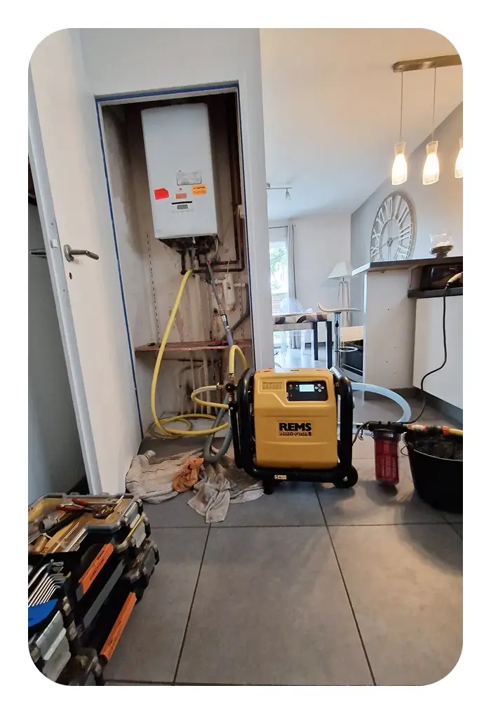 radiateur avant et après désembouage à Meyzieu