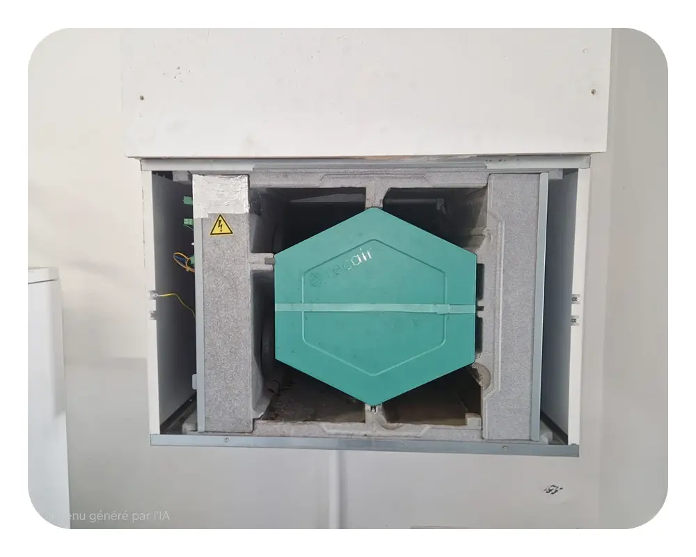 ventilateur HS sur VMC Atlantic Duocosy ouverte à Meyzieu