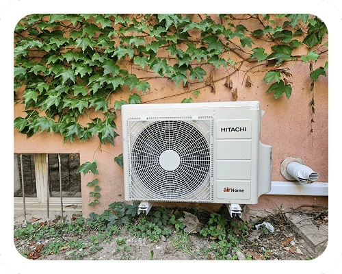 groupe extérieur Hitachi airHome 400 sans cache clim pour une installation bi split à Champagne aux Monts d’Or en juin 2025
