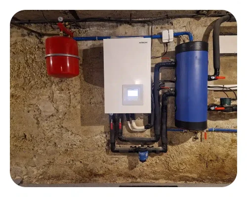 Photo d'installation d'une pompe à chaleur par Réverclim